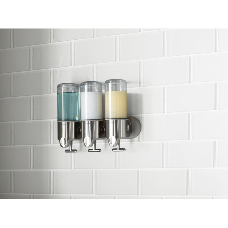 simplehuman Triple Wall Mount Shower Pump, Shampoo and Soap Dispensers